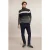 River Woods Slim Fit Fancy Striped Virgin Wool Roll Neck Sweater Olive M