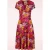 Topvintage exclusive ~ Sarah Flower slinky swing jurk in roze en multi