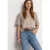 Street One Dames Overhemdblouse met korte mouwen in effen kleur in Beige