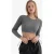 Ronde Hals Gebreide Ribbel Lange Mouw Crop Top