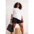 Trendyol Curve Dames Ecru Effen Kort Regular fit Grote maten T-shirts