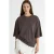 Oversized Geribde Korte Blouse met Ronde Hals