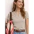 Street One Dames Shirt met gespleten hals en satijnen details in Beige