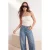 TRENDYOLMİLLA Dames Beige Effen Mouwloos Getailleerd Blouses
