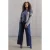 Yest Curve Plus Size gebreid vest met franjes – grijs/blauw