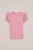 WE Fashion – Meisjes T-shirt met ruches – Slim Fit – Lichtroze – Biologisch katoen –
