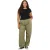 Brave Soul Dames/Dames Ringer Crew Hals Plus T-shirt (Zwart/Camel)