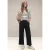 Street One Dames High Waist broek met wijde pijpen in casual pasvorm in Zwart