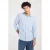 America Today regular casual overhemd met linnen met krijtstreep blauw