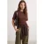 TRENDYOLMİLLA Dames Bruin Effen Driekwart mouw Getailleerd T-shirts