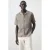 Mango Man regular casual overhemd met linnen taupe