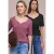 Street One Dames Shirt met hartvormige halslijn in een pak van 2 in Pink|Zwart