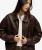 Oversized Bomber Jas met Kraag Brown