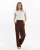 Dames Dubbel Crêpe Grassteek Detailed Zak Palazzo-broek Bruin