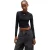 Hugo Dames-crop-top met lange mouwen en gestapeld logo (Zwart)