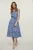 Indigo bloemen jurk met knoopdetail