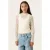 Garcia kanten aansluitende longsleeve met print – ecru
