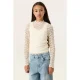 Garcia kanten aansluitende longsleeve met print – ecru