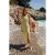 TRENDYOLMİLLA Dames Geel Bloemen Midi Mouwloos Strandkleding Bodycon Jurken