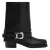 Sacha leren bikerboots met blokhak – zwart