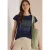 Cecil Dames Shirt met boothals en opdruk aan de voorkant in Blauw