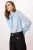 TRENDYOLMİLLA Dames Blauw Effen Lang Relaxed fit Overhemden