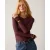Summum 3s5394-30180 335 round neck top long sleeve mesh solid dark burgundy