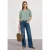 Street One Dames Blouse met korte mouwen, split in de hals en elastische zoom in Groen