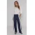 Poools wide leg high waist gestreepte casual broek donkerblauw