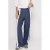 Poools wide leg high waist gestreepte casual broek donkerblauw