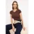 TRENDYOLMİLLA Dames Bruin Effen Kort Getailleerd T-shirts