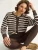 Bianco Lucci Gebreid vest  donkerbruin / wit
