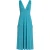 Mouwloze maxi-jurk met diepe V-hals en praktische zakken in turquoise.