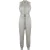 Mouwloze jumpsuit met ritssluiting aan de voorkant en ceintuur in zachtgrijs.