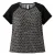 Zwart-grijze top met geometrische print en contrasterende mouwen