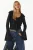 Rimpelende V-hals Elastische Gebreide Blouse