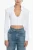 Popeline katoenen crop top met lange mouwen in wit