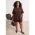 Trendyol Curve Dames Bruin Effen Kort Oversized Grote maten T-shirts