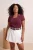Trendyol Curve Dames Bordeaux Effen Kort Getailleerd Grote maten Blouses