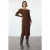 TRENDYOLMİLLA Dames Bruin Effen Midi Lang Avond / Dagelijks Bodycon Jurken
