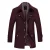 Heren winter verdikte effen kleur revers casual wollen jas met gestreepte kraag Kameel Bordeaux
