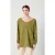 American Vintage V Collar Longsleeves Trapeze Mid-length Top Wasabi