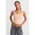 Dames Geribbelde Korte Knop-top Blouse
