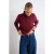 TRENDYOLMİLLA Dames Bordeaux Effen Lang Regular fit Sweatshirts