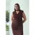 Trendyol Curve Dames Bruin Effen Mouwloos Getailleerd Grote maten Blouses