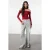 TRENDYOLMİLLA Dames Bordeaux Effen Lang Getailleerd Blouses