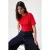 TRENDYOLMİLLA Dames Rood Effen Driekwart mouw Getailleerd T-shirts