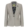 Beige tweed getailleerde wolmix blazer voor dames