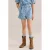 WE Fashion Blue Ridge straight denim short met bloemen medium blue denim