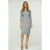3/4 mouw grijs jacquard jurk met pasvorm